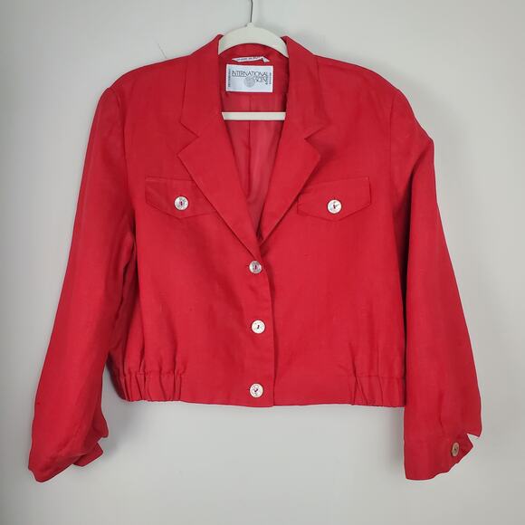 Vintage INTERNATIONAL SCENE Red Cropped Jacket | Size 10 - Picture 2 of 13